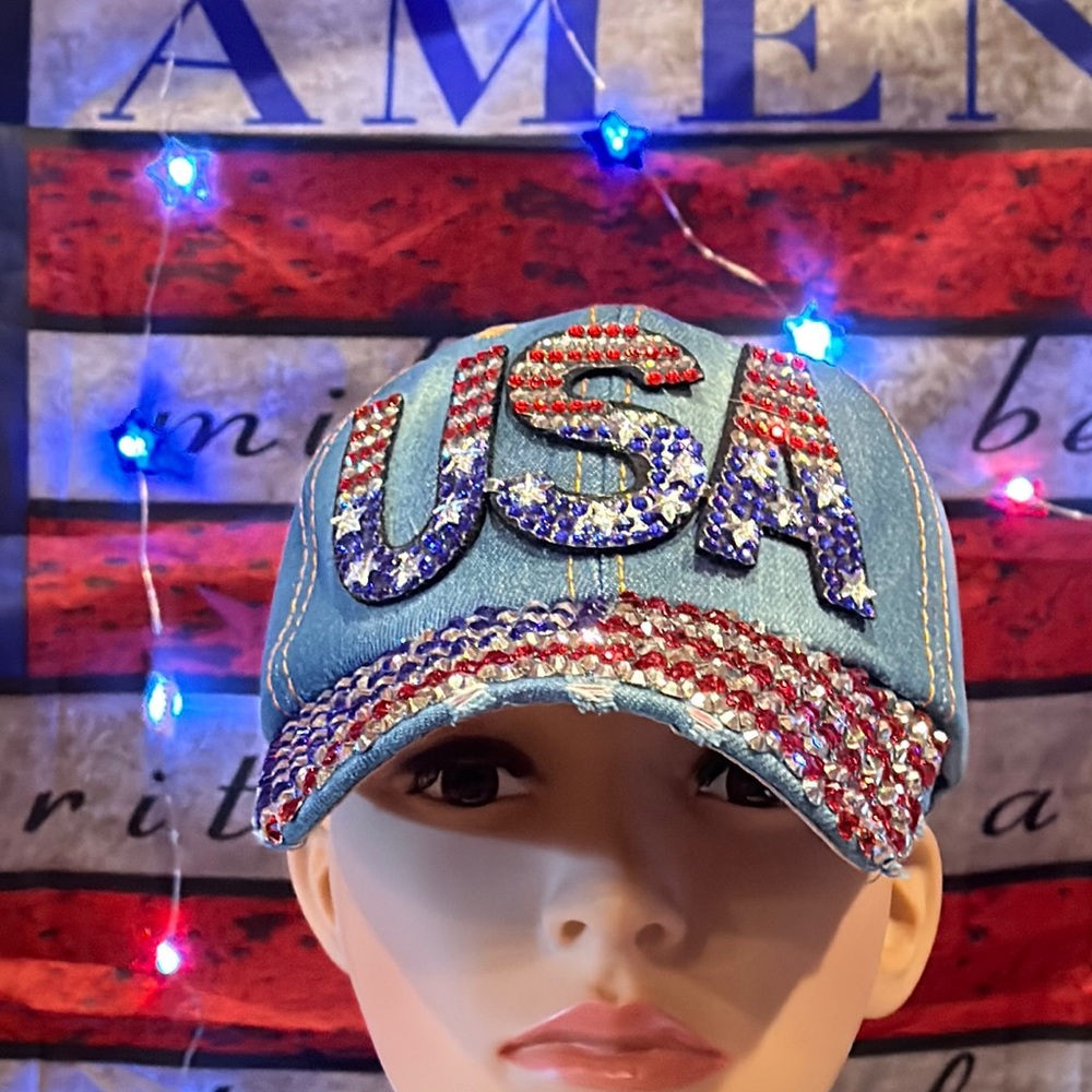 Woman’s Patriotic Denim USA Baseball Cap